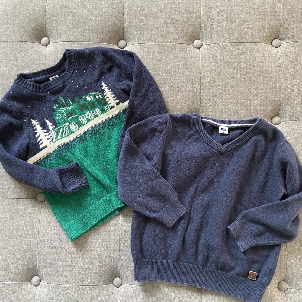 Janie and Jack 3t sweaters train navy